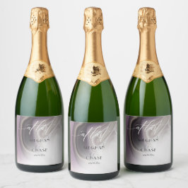 Eindelijk Dusty Plum Agate Abstract Sparkling Wijnetiket