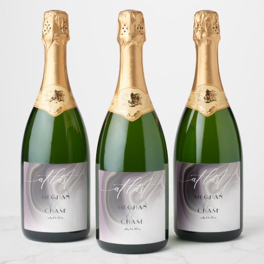 Eindelijk Dusty Plum Agate Abstract Sparkling Wijnetiket (Flessen)