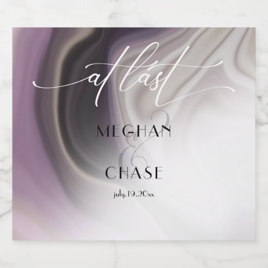 Eindelijk Dusty Plum Agate Abstract Sparkling Wijnetiket (Enkel label)