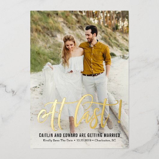 Eindelijk ECHT FOIL Save The Date Kaart (Voorkant)