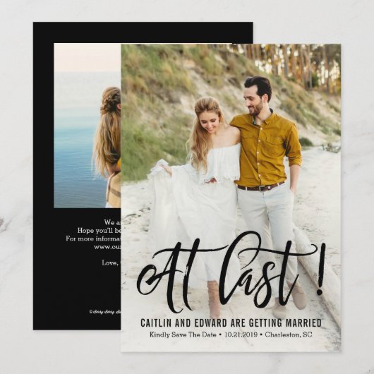 Eindelijk EDITABLE Achtergrondkleur Save The Date Kaart (Voorkant / Achterkant)