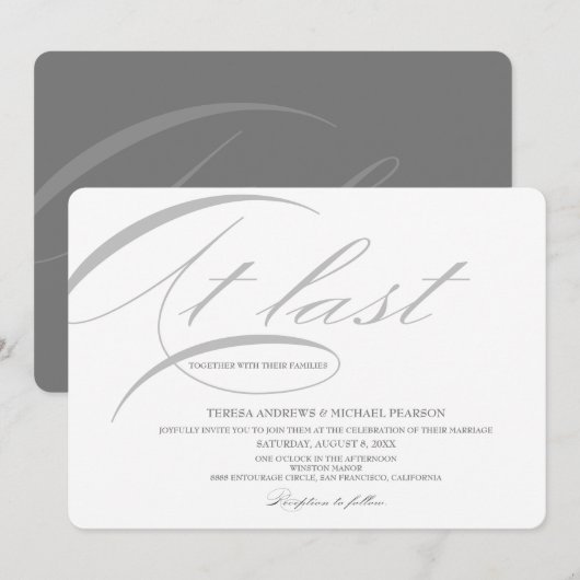 Eindelijk een kalligrafie Moderne Minimalistische Kaart (Voorkant / Achterkant)