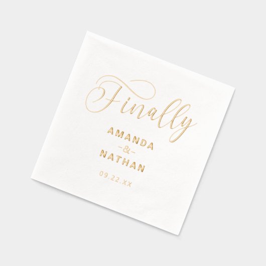 Eindelijk een minimalistisch huwelijksscript folie servetten (Links)