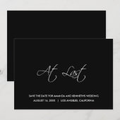 Eindelijk een minimalistisch zwart sparen de datum kaart (Voorkant / Achterkant)