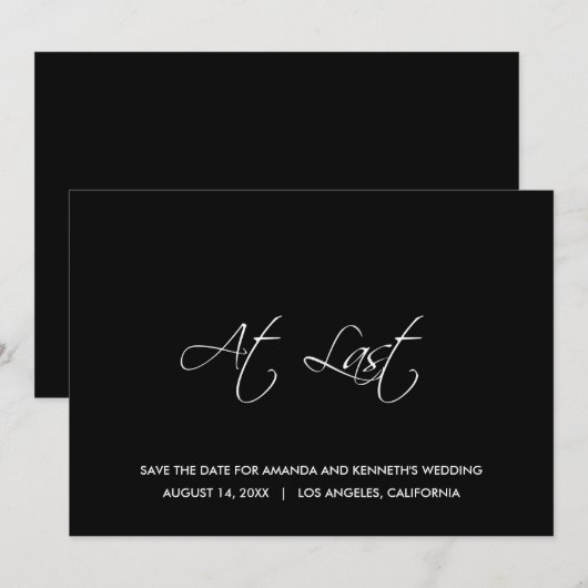 Eindelijk een minimalistisch zwart sparen de datum kaart (Voorkant / Achterkant)