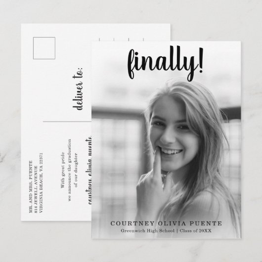 Eindelijk eenvoudige foto modern Afstuderen Aankondigingskaart