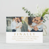 Eindelijk Elegant Antiek Goud Bruiloft Foto Save The Date (Staand voorkant)