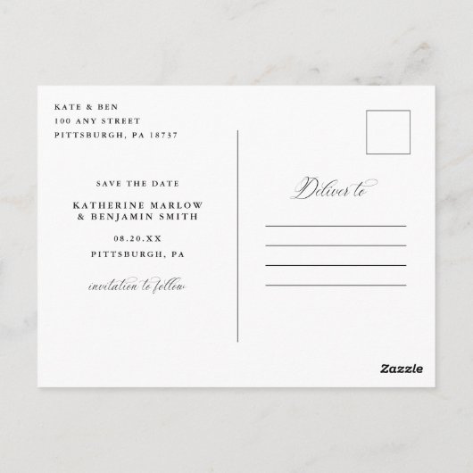 Eindelijk Elegant Foto opslaan Briefkaart Datum (Achterkant)