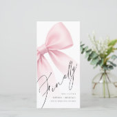 Eindelijk Elegant Modern Roze Strik Fotoboekje Save The Date (Staand voorkant)