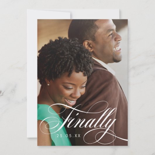 Eindelijk Elegant Schrift Foto Overlay Save The Date (Voorkant)