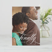 Eindelijk Elegant Schrift Foto Overlay Save The Date (Staand voorkant)