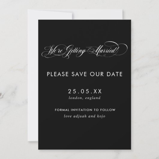 Eindelijk Elegant Script Foto Overlay Save The Date (Achterkant)