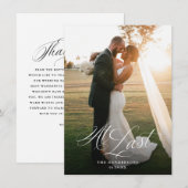 Eindelijk Elegant Script Wedding Photo Bedankkaart (Voorkant / Achterkant)