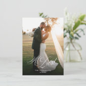 Eindelijk Elegant Script Wedding Photo Bedankkaart (Staand voorkant)
