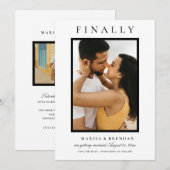 Eindelijk Elegante zwart-wit foto Save The Date (Voorkant / Achterkant)