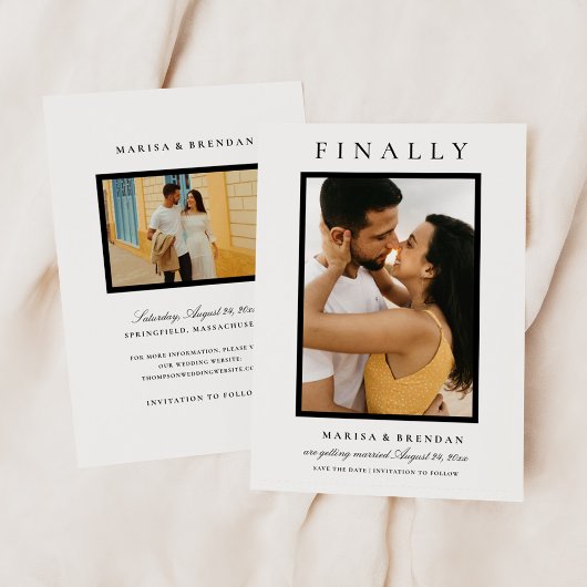 Eindelijk Elegante Zwart-wit Foto Save The Date