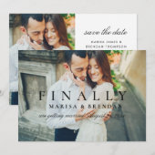 Eindelijk Elegante zwart-wit foto Save The Date (Voorkant / Achterkant)