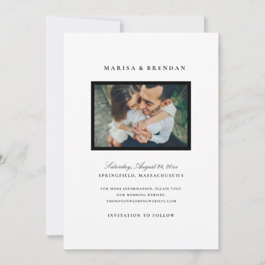 Eindelijk Elegante zwart-wit foto Save The Date (Achterkant)