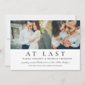 Eindelijk Elegante zwart-wit trouwfoto Save The Date (Voorkant)