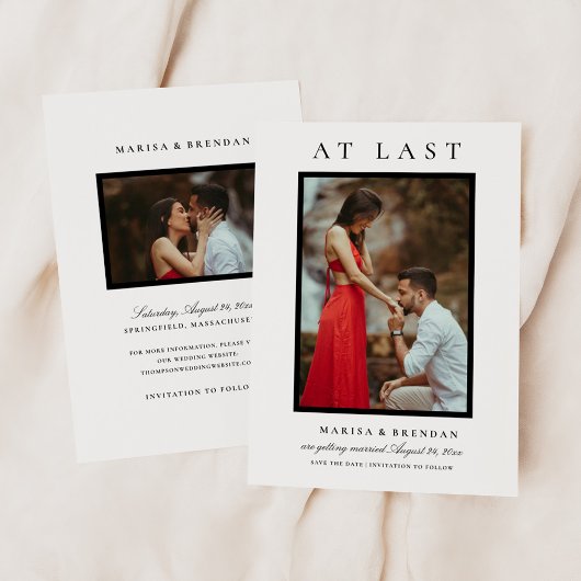 Eindelijk Elegante Zwarte en Witte Foto Save The Date