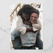 Eindelijk Foto Weddenschap Bespaar de datum Gold Folie Uitnodiging (Voorkant)