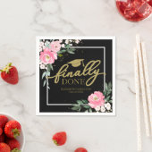 Eindelijk gedaan Hot Pink Floral Graduation Party Servet (Insitu)