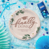 Eindelijk gedaan Pink Blush Floral Graduation Part Papieren Bordje (Feest)