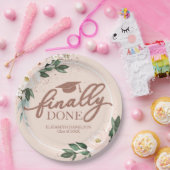 Eindelijk gedaan Pink Blush Floral Graduation Part Papieren Bordje (Feest)