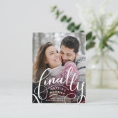 Eindelijk Gehuwd worden Opslaan Briefkaart Datum (Staand voorkant)