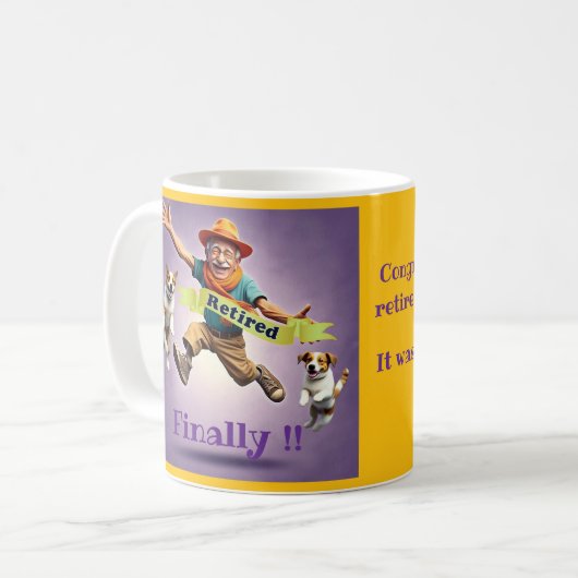 " EINDELIJK GEPENSIONEERD " KOFFIEMOK (Voorkant links)