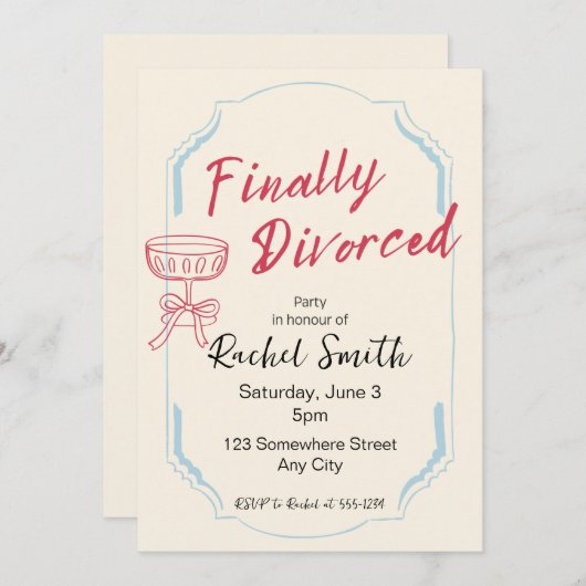 Eindelijk gescheiden Retro Party uitnodiging (Voorkant / Achterkant)