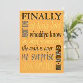 Eindelijk getrouwd Grappige uitnodiging na de brui (Staand voorkant)