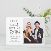 Eindelijk getrouwd Huwelijk Save The Date Kaart (Staand voorkant)
