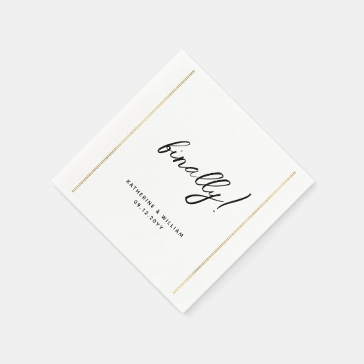 Eindelijk Gold Border Custom Wedding Verloving Servet (Hoek)