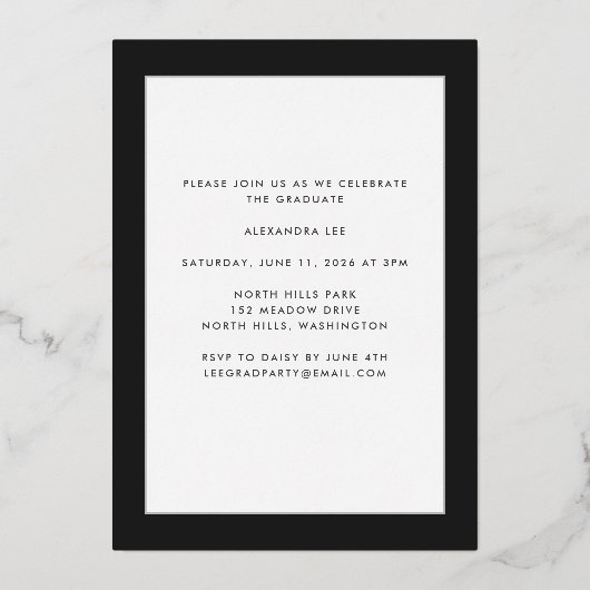 Eindelijk Gold Foil op aankondiging zwart Afstuder (Achterkant)