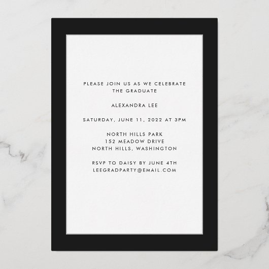 Eindelijk Gold Foil op aankondiging zwart Afstuder (Achterkant)