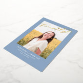 Eindelijk Gold Foil op blauwe Afstuderen Aankondig Folie Uitnodiging (Gedraaid)