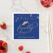 Eindelijk Gold Script Blue Graduation Party Servet (Insitu)