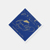 Eindelijk Gold Script Blue Graduation Party Servet (Hoek)