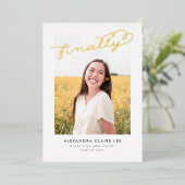 Eindelijk Goud Folie Afstudeerbericht Uitnodiging (Staand Voorkant)