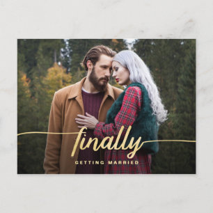 Eindelijk Goud Manuscript Funny Wedding die de Dat Aankondigingskaart