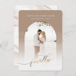 Eindelijk Goud Script Taupe Gebogen Gelijst Foto Save The Date