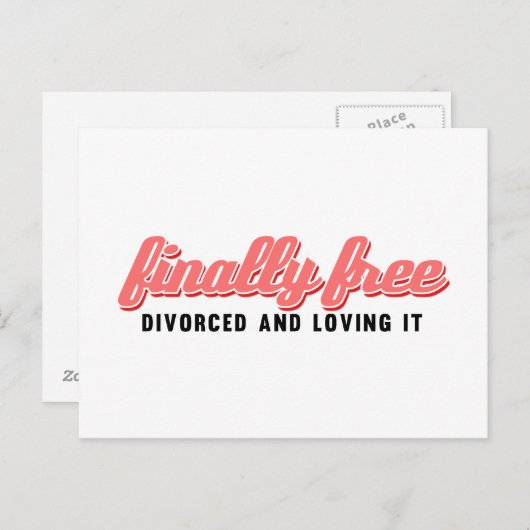 Eindelijk gratis Funny Divorce Briefkaart (Voorkant / Achterkant)