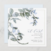 Eindelijk groene Powder Blue Floral Save The Date (Voorkant / Achterkant)