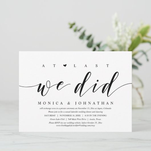 Eindelijk hebben we dat gedaan, een bruiloft met E Kaart (Staand voorkant)