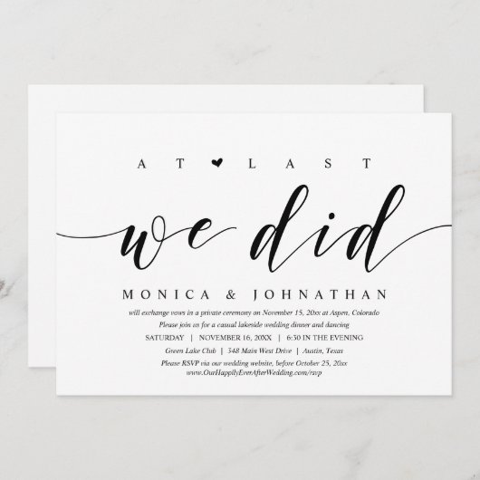 Eindelijk hebben we dat gedaan, een bruiloft met E Kaart (Voorkant / Achterkant)