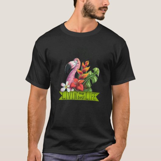 Eindelijk in ruste 2022 Flamingo Tropical Floral T-shirt (Voorkant)