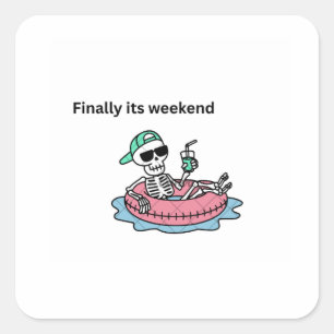 Eindelijk is het weekend Relax Skeleton Sticker op