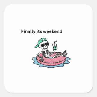 Eindelijk is het weekend Relax Skeleton Sticker op