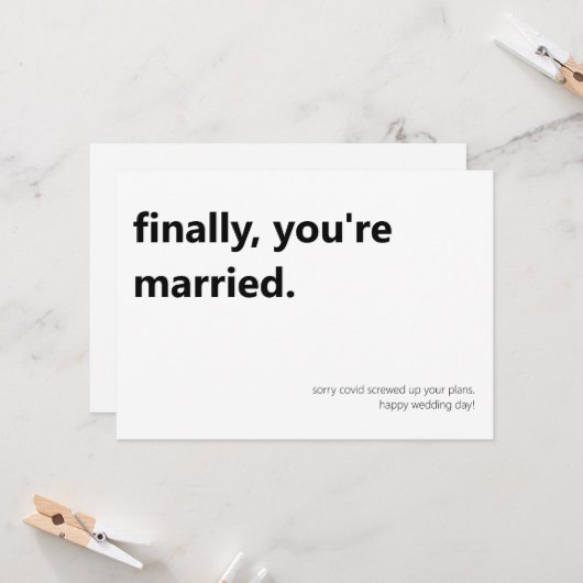 Eindelijk je trouwdag-flatkaart kaart (Voorkant / Achterkant in situ)